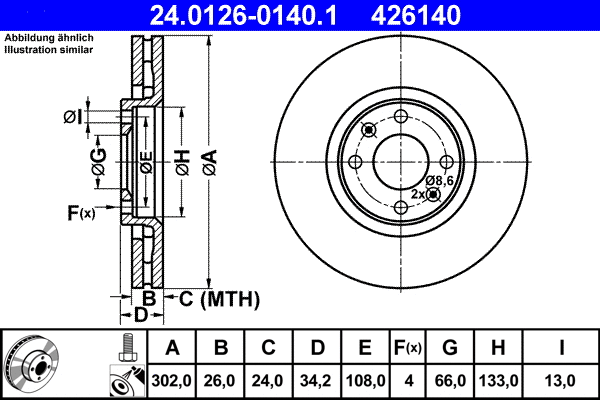 24.0126-0140.1 ATE Тормозной диск (фото 1)