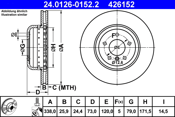 24.0126-0152.2 ATE Тормозной диск (фото 1)