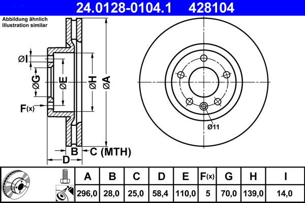 24.0128-0104.1 ATE Тормозной диск (фото 1)