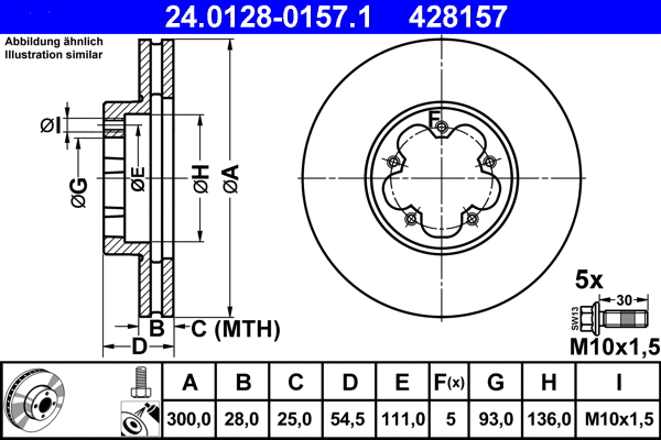 24.0128-0157.1 ATE Тормозной диск (фото 1)