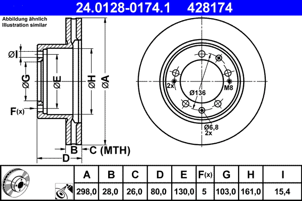 24.0128-0174.1 ATE Тормозной диск (фото 1)