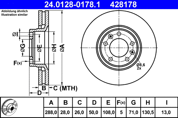 24.0128-0178.1 ATE Тормозной диск (фото 1)