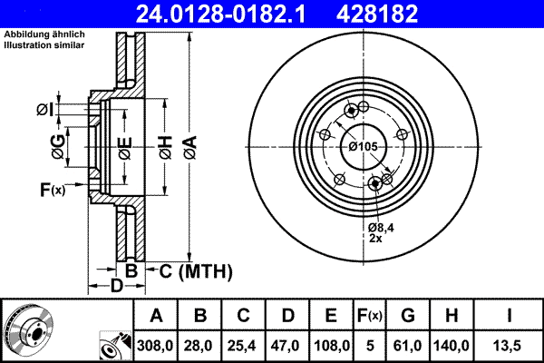 24.0128-0182.1 ATE Тормозной диск (фото 1)
