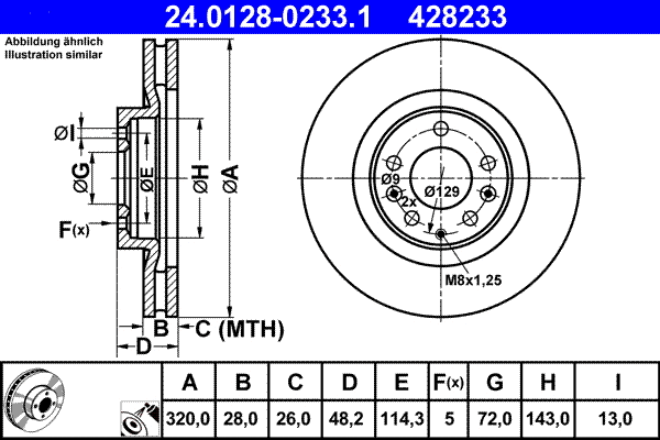 24.0128-0233.1 ATE Тормозной диск (фото 1)
