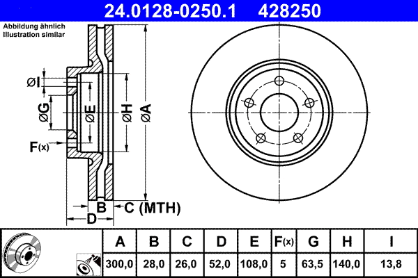 24.0128-0250.1 ATE Тормозной диск (фото 1)