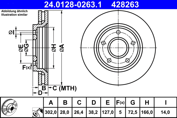 24.0128-0263.1 ATE Тормозной диск (фото 1)
