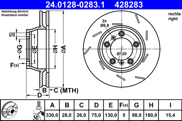 24.0128-0283.1 ATE Тормозной диск (фото 1)