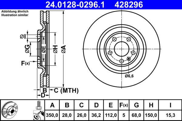 24.0128-0296.1 ATE Тормозной диск (фото 1)