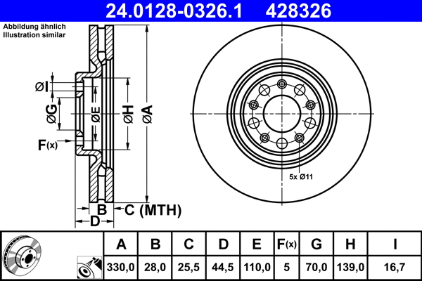24.0128-0326.1 ATE Тормозной диск (фото 1)
