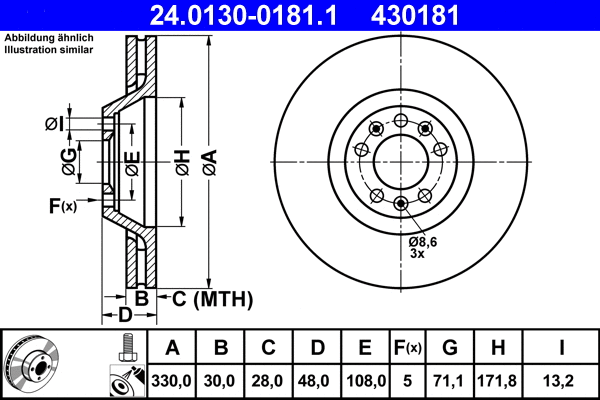 24.0130-0181.1 ATE Тормозной диск (фото 1)
