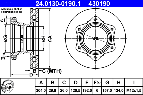 24.0130-0190.1 ATE Тормозной диск (фото 1)