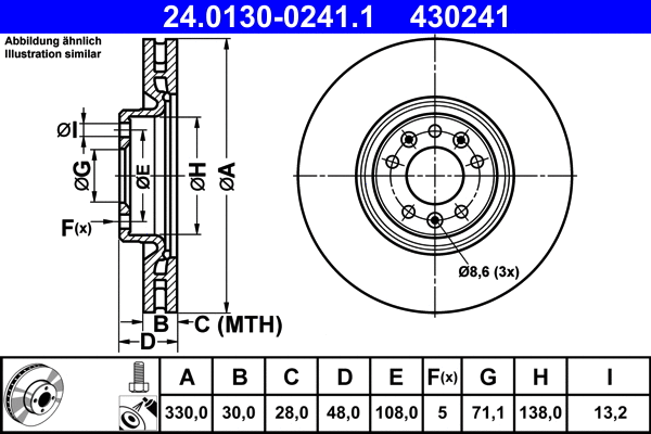 24.0130-0241.1 ATE Тормозной диск (фото 1)