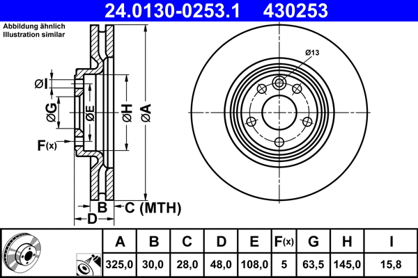 24.0130-0253.1 ATE Тормозной диск (фото 1)