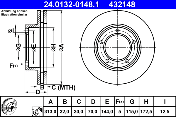 24.0132-0148.1 ATE Тормозной диск (фото 1)