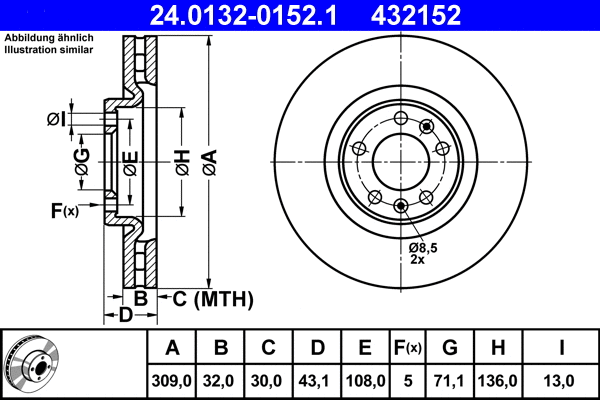 24.0132-0152.1 ATE Тормозной диск (фото 1)