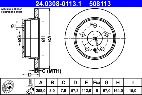 24.0308-0113.1 ATE Тормозной диск (фото 1)