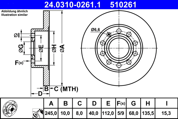 24.0310-0261.1 ATE Тормозной диск (фото 1)
