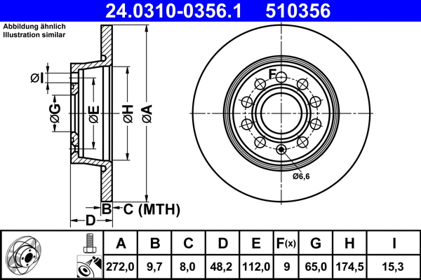 24.0310-0356.1 ATE Тормозной диск (фото 1)