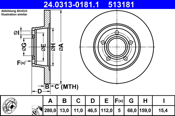 24.0313-0181.1 ATE Тормозной диск (фото 1)