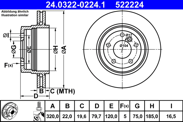 24.0322-0224.1 ATE Тормозной диск (фото 1)
