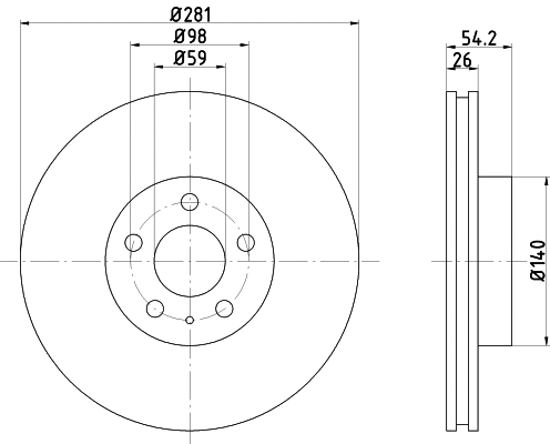 51812 BEHR/HELLA/PAGID Тормозной диск (фото 1)