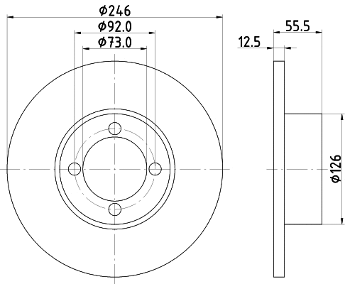 52402 BEHR/HELLA/PAGID Тормозной диск (фото 1)