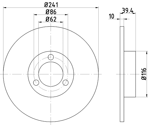 52503 BEHR/HELLA/PAGID Тормозной диск (фото 1)