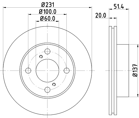 55041 BEHR/HELLA/PAGID Тормозной диск (фото 1)