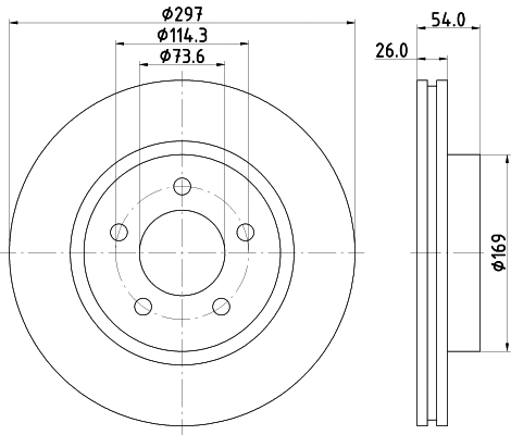 55300 BEHR/HELLA/PAGID Тормозной диск (фото 1)