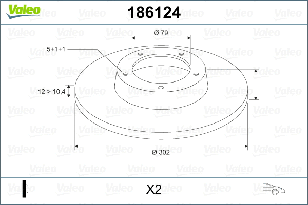 186124 VALEO Тормозной диск (фото 2)