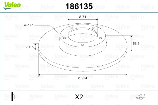 186135 VALEO Тормозной диск (фото 2)