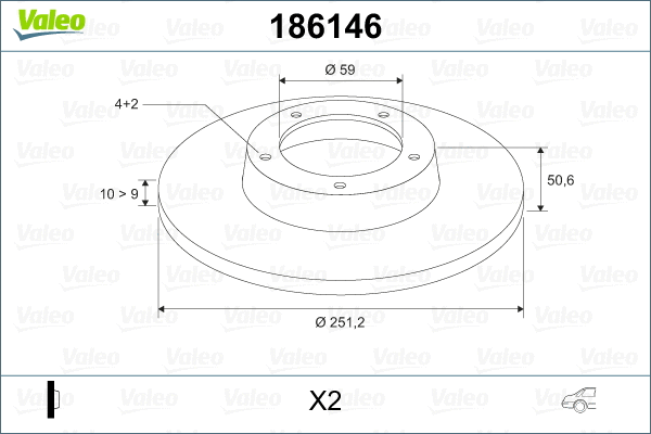 186146 VALEO Тормозной диск (фото 2)