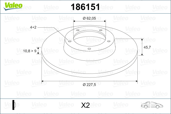 186151 VALEO Тормозной диск (фото 2)