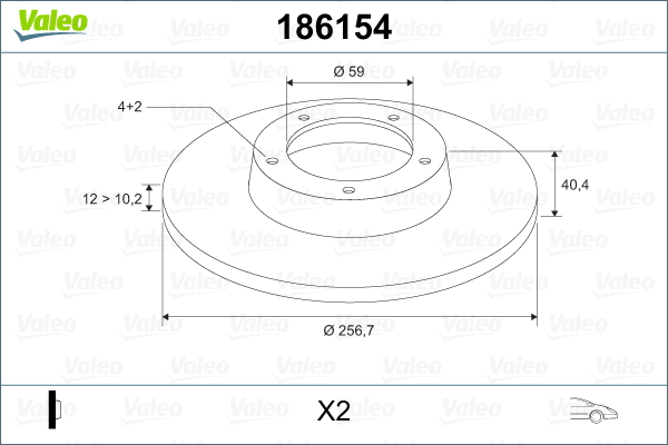 186154 VALEO Тормозной диск (фото 2)