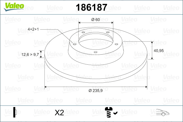 186187 VALEO Тормозной диск (фото 2)
