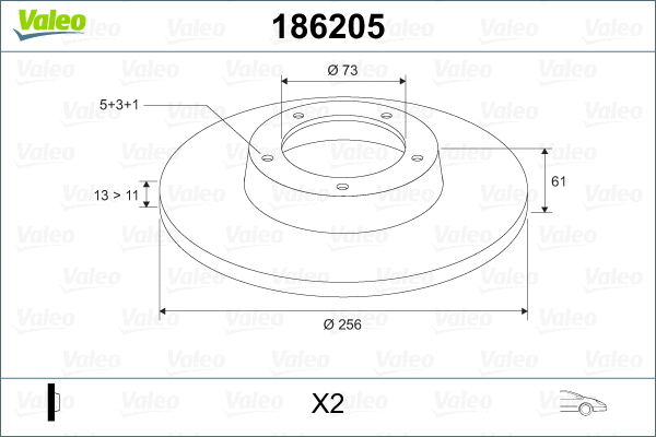 186205 VALEO Тормозной диск (фото 2)