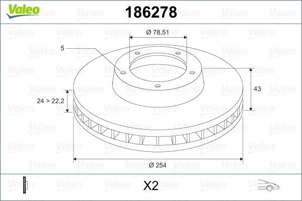186278 VALEO Тормозной диск (фото 2)