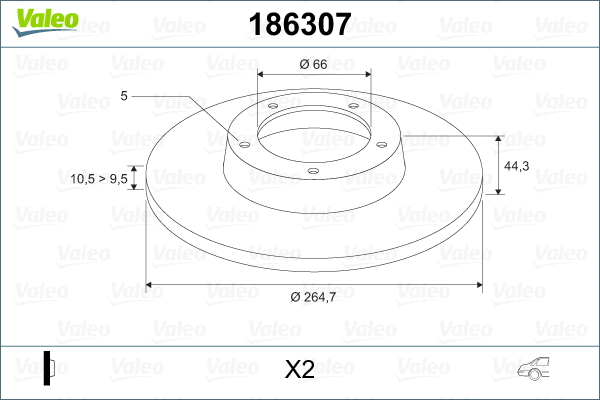186307 VALEO Тормозной диск (фото 2)