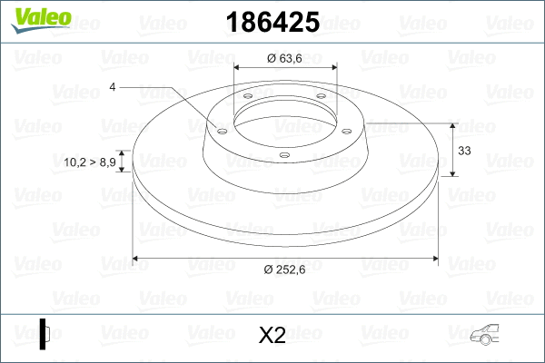 186425 VALEO Тормозной диск (фото 2)