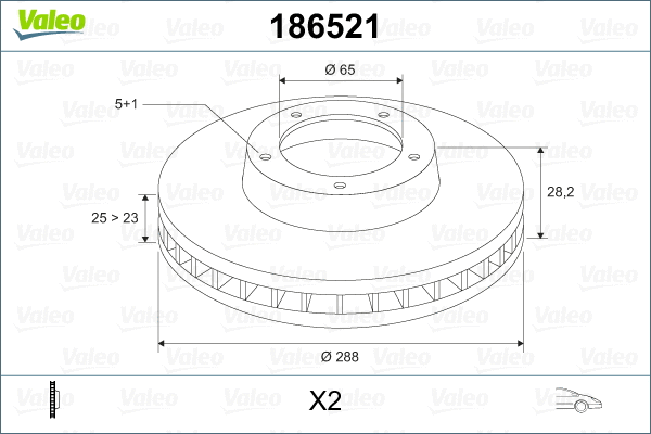 186521 VALEO Тормозной диск (фото 2)