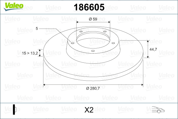 186605 VALEO Тормозной диск (фото 2)