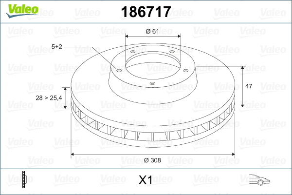 186717 VALEO Тормозной диск (фото 2)