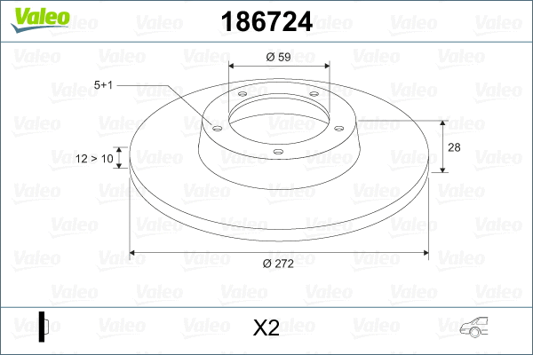 186724 VALEO Тормозной диск (фото 2)