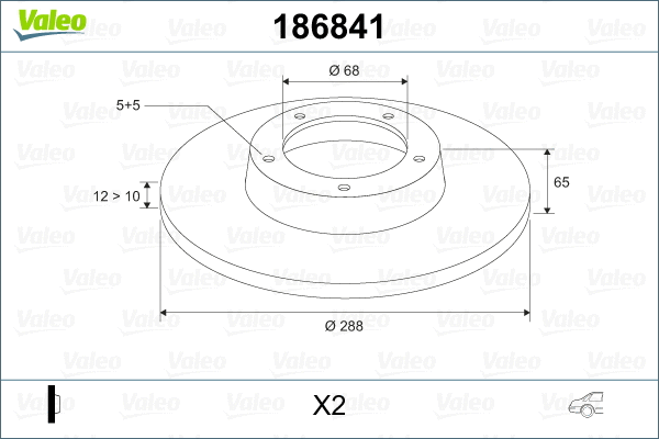 186841 VALEO Тормозной диск (фото 2)