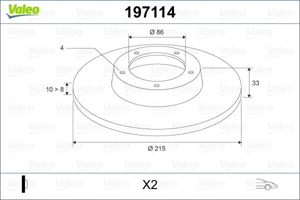197114 VALEO Тормозной диск (фото 2)