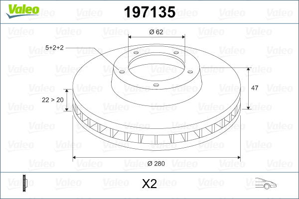 197135 VALEO Тормозной диск (фото 2)