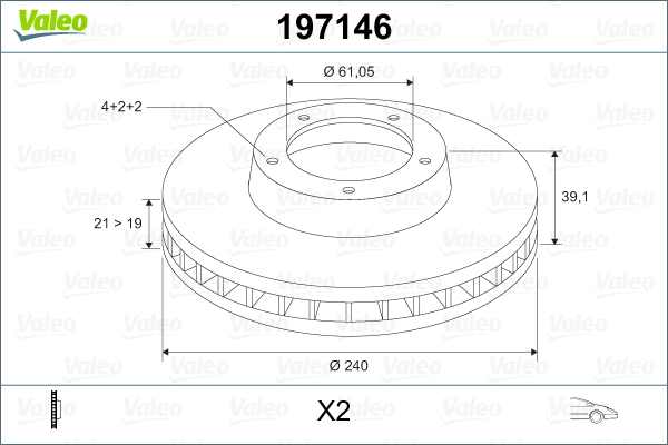 197146 VALEO Тормозной диск (фото 2)