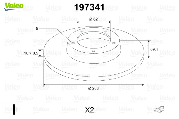 197341 VALEO Тормозной диск (фото 2)