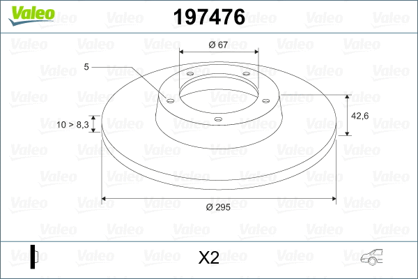 197476 VALEO Тормозной диск (фото 2)