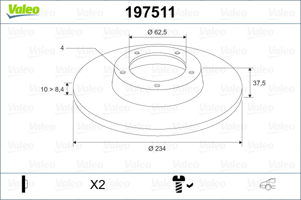 197511 VALEO Тормозной диск (фото 2)